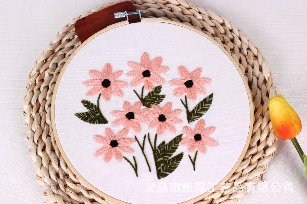 Fábrica directa Rosa bordado hecho a mano DIY tela principiante bordado europeo flores y plantas material paquete kit Kit de costura