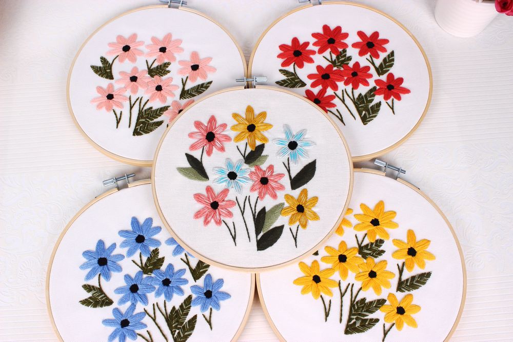 Fábrica directa Rosa bordado hecho a mano DIY tela principiante bordado europeo flores y plantas material paquete kit Kit de costura