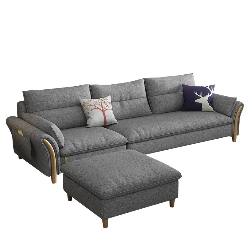 Sofá de tela nórdico para sala de estar, para apartamentos pequeños y medianos, muebles de látex, desmontable y lavable, unidad de alquiler de apartamento, madera maciza minimalista.