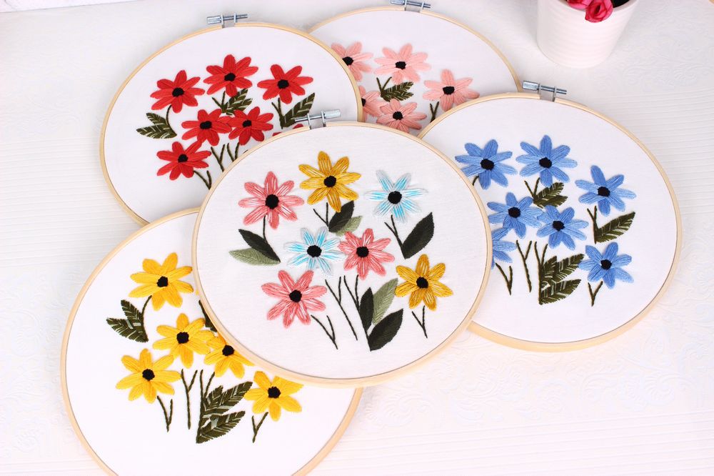 Fábrica directa Rosa bordado hecho a mano DIY tela principiante bordado europeo flores y plantas material paquete kit Kit de costura