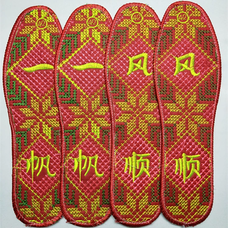 Благоприятные вышитые крестиком Цветочные стельки, дезодорант, дышащие, впитывающие пот, повседневные утолщенные стельки с отделкой для волос со случайным рисунком