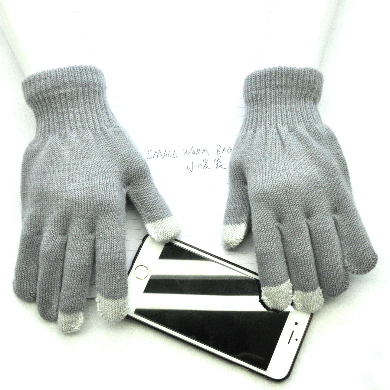 厂家直销12-15岁初中学生冬季骑行保暖手套 加厚针织五指手套