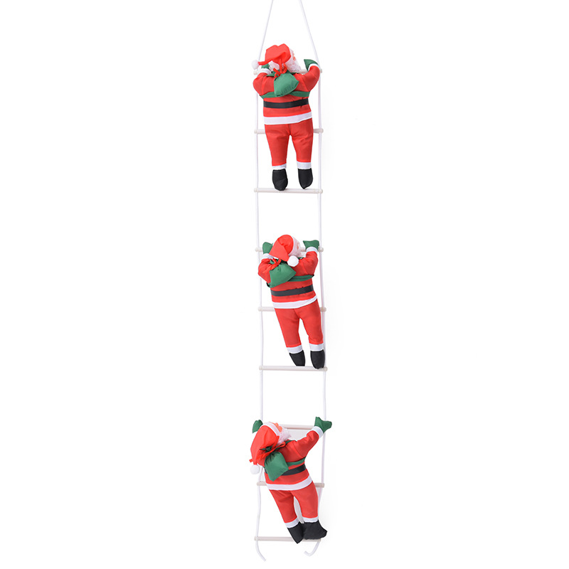 Adornos de árbol de Navidad de venta caliente transfronteriza 30cm escalera para subir cuerda muñeca de Santa Claus colgante de Navidad