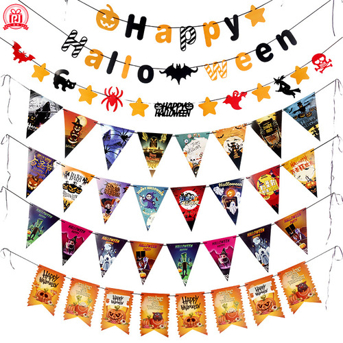 Simple Halloween Decorations Paper Pull-up Banner for Shopping Malls Bars KTV Renovation Supplies Halloween Pull-up Banner Wholesale