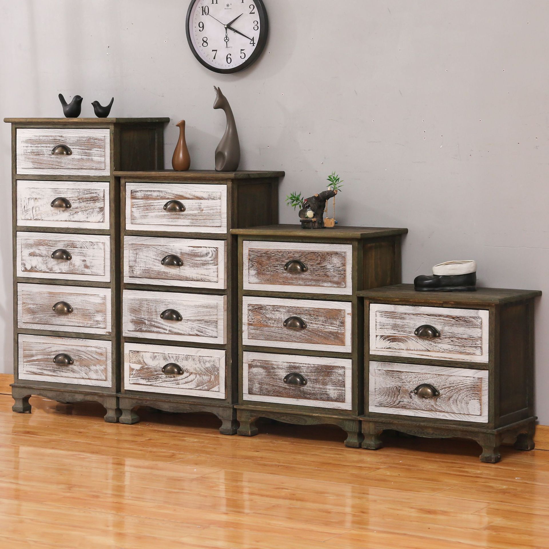 Cross-Border americano cajón gabinete de almacenamiento vintage armario pastoral juguete de múltiples capas de madera en el pecho de cajones creativa mesita de noche