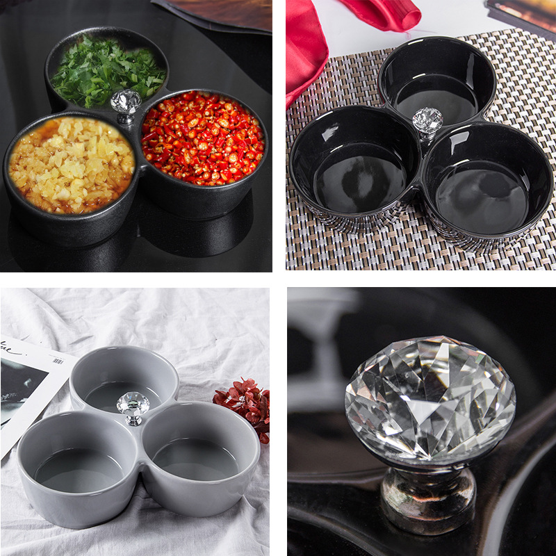 Placa de partición de cerámica Placa de corazón tazón condimento