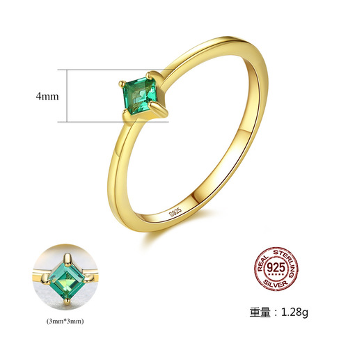 PAG&MAG all-over sterling silver ring S925 bracelet four-claw green gemstone foreign trade cross-border simple fashion jewelry