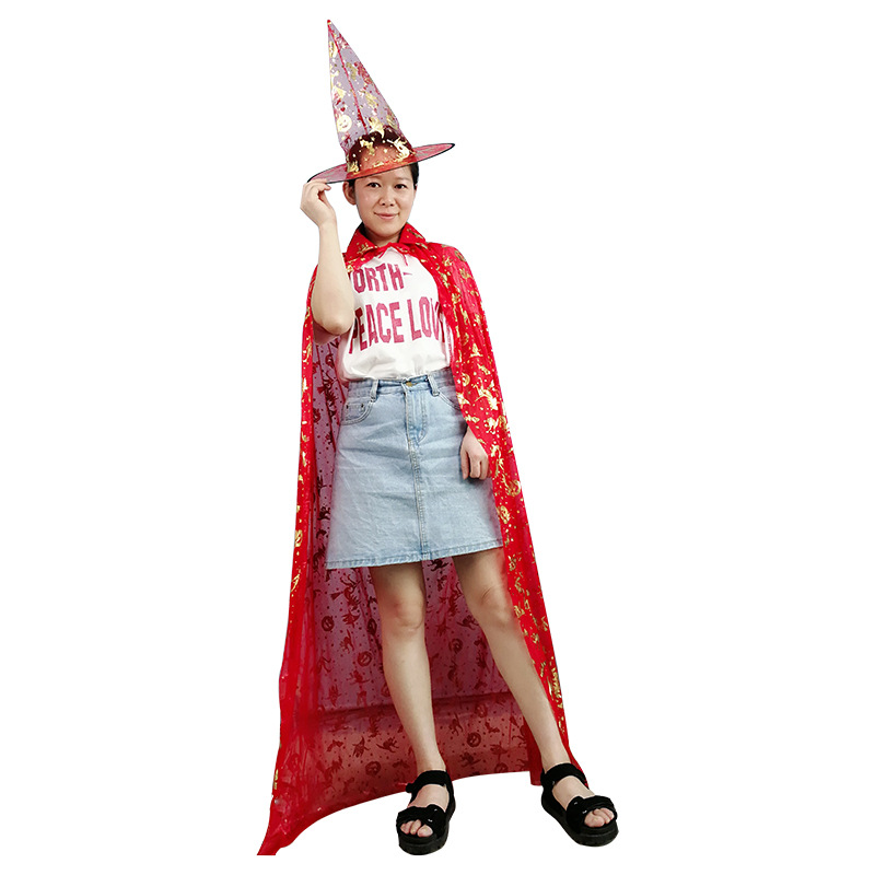 Halloween capa niños adultos fiesta bola vestir dorado bruja calabaza capa bruja capa