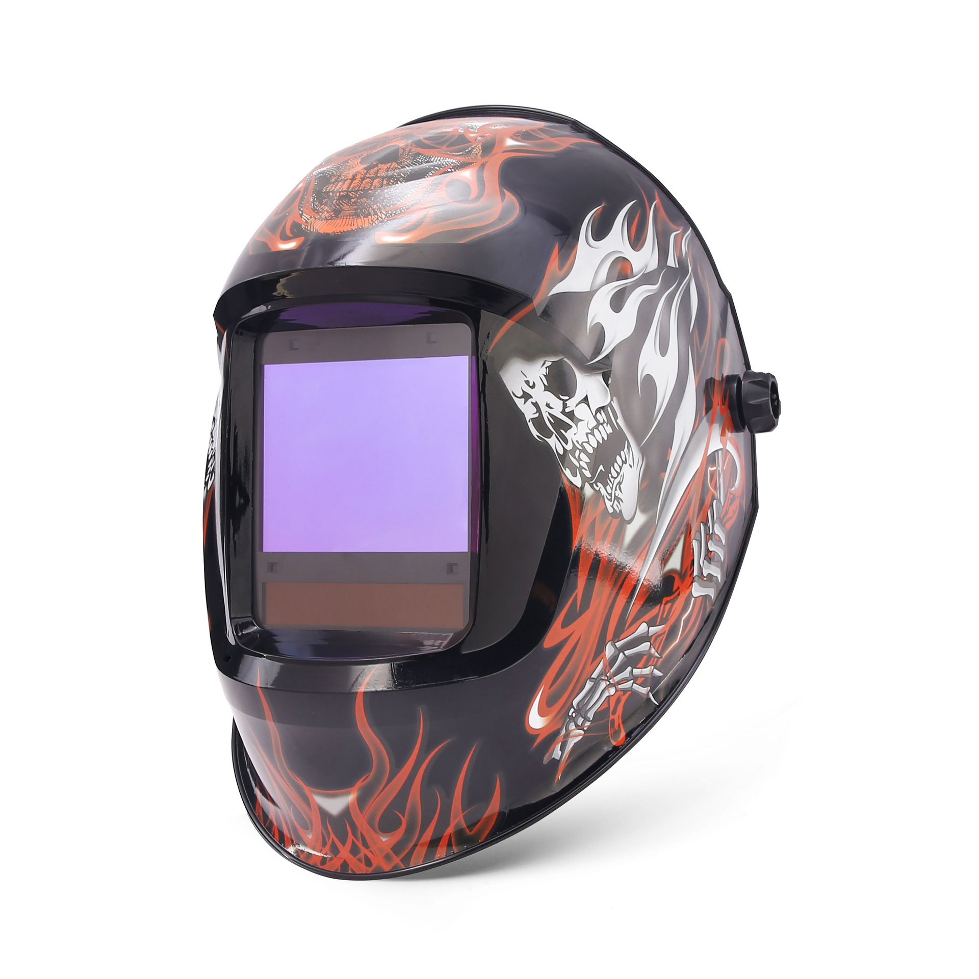 黑底骷髅自动变光氩弧焊电焊焊接面罩太阳能焊接焊帽LEOPARD 801i