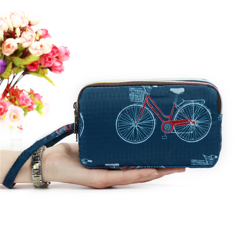 Monedero de las mujeres embrague de tela larga cremallera de tres capas billetera de las mujeres bolsa de teléfono móvil de gran capacidad