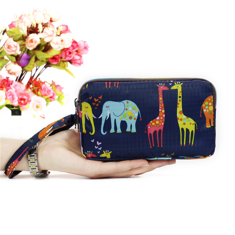 Monedero de las mujeres embrague de tela larga cremallera de tres capas billetera de las mujeres bolsa de teléfono móvil de gran capacidad