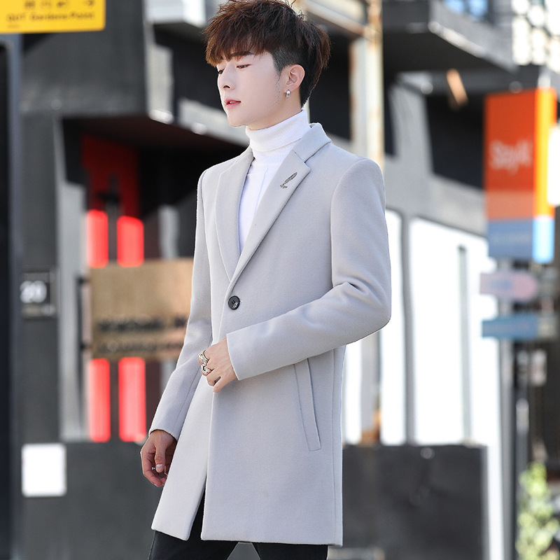 2024 abrigo de lana de los hombres de invierno coreano casual abrigo juvenil de doble cara abrigo de lana de los hombres de una sola pieza de entrega