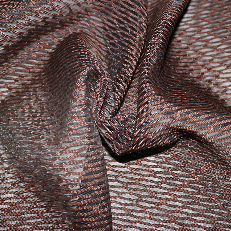 厂家涤纶染色普梳乱纹箱包手袋面料网包装网粗条纹波浪纹网眼布