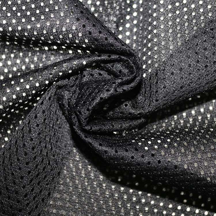 全涤低弹网眼布透气运动服里布涤纶针织面料网满天星网眼布