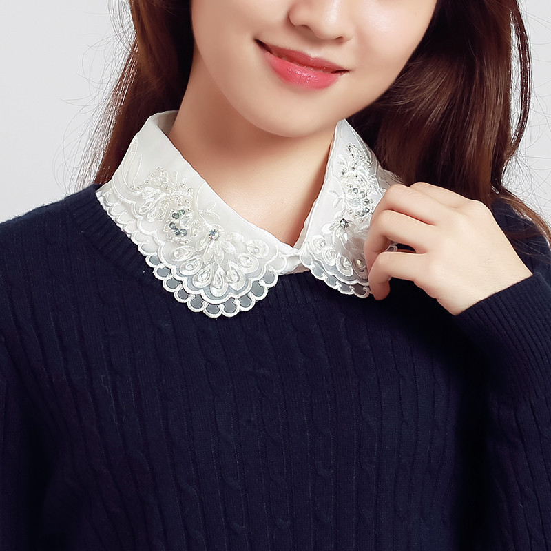 Embroidered Crystal Necklace Vest Women's Shirt Fake Collar Stand Collar Shirt Fake Collar Cross-Border Manufacturer Wholesale