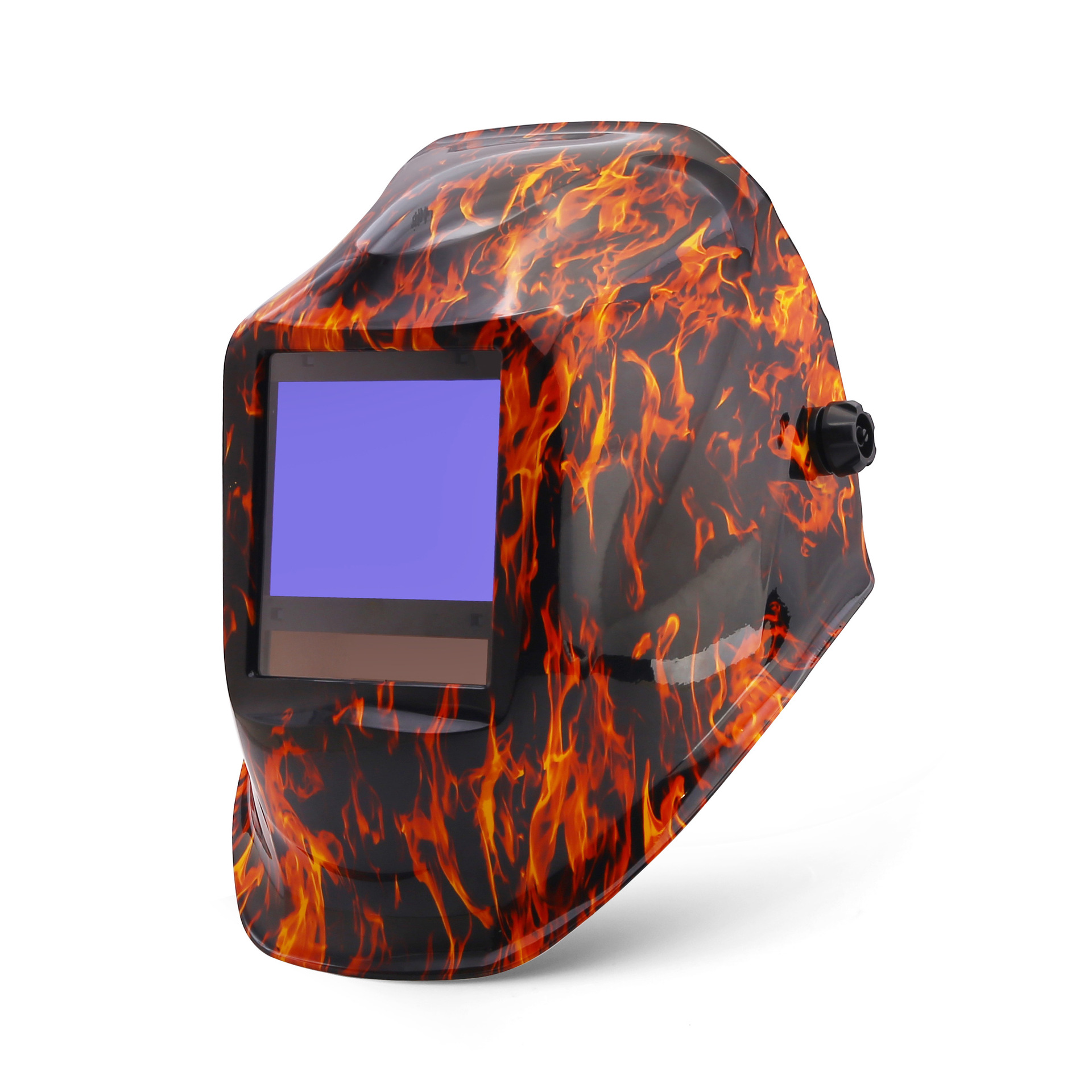 自动变光焊接面罩头戴式防飞溅氩弧焊电焊焊帽黑底火焰TIGER-801i