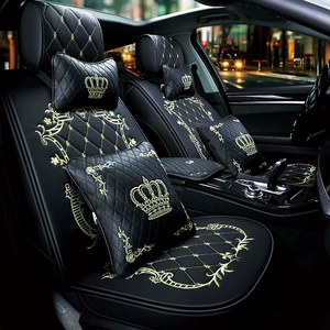 New all-inclusive full leather car seat cushion Four Seasons five ladies personality Crown seat cover net Red Tide brand a generation of hair