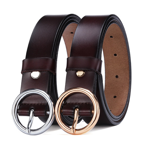 Round Button Leather Belt for Women, Korean Style, Simple and Casual Decorative Belt, Versatile Women's Belt, Student Belt, Wholesale