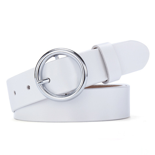 Round Button Leather Belt for Women, Korean Style, Simple and Casual Decorative Belt, Versatile Women's Belt, Student Belt, Wholesale