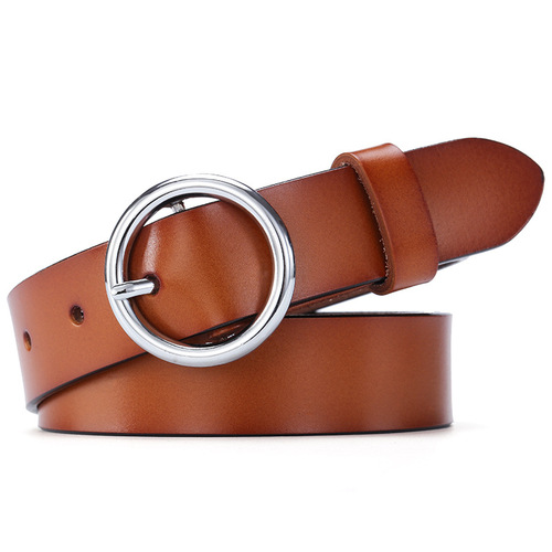 Round Button Leather Belt for Women, Korean Style, Simple and Casual Decorative Belt, Versatile Women's Belt, Student Belt, Wholesale