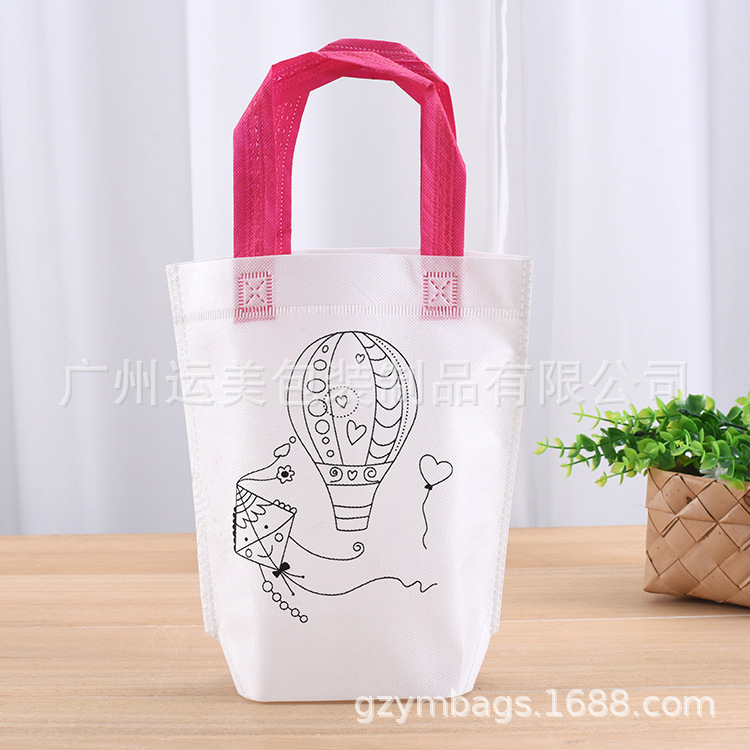 广告购物环保袋白色可爱卡通学生无纺布手提袋无纺布袋定 制LOGO