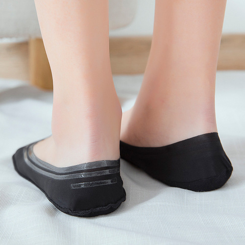 Women's Summer Thin Ice Silk Ship Socks with Non-slip Cotton Soles and Invisible Design, Zhuji Women's Socks Wholesale