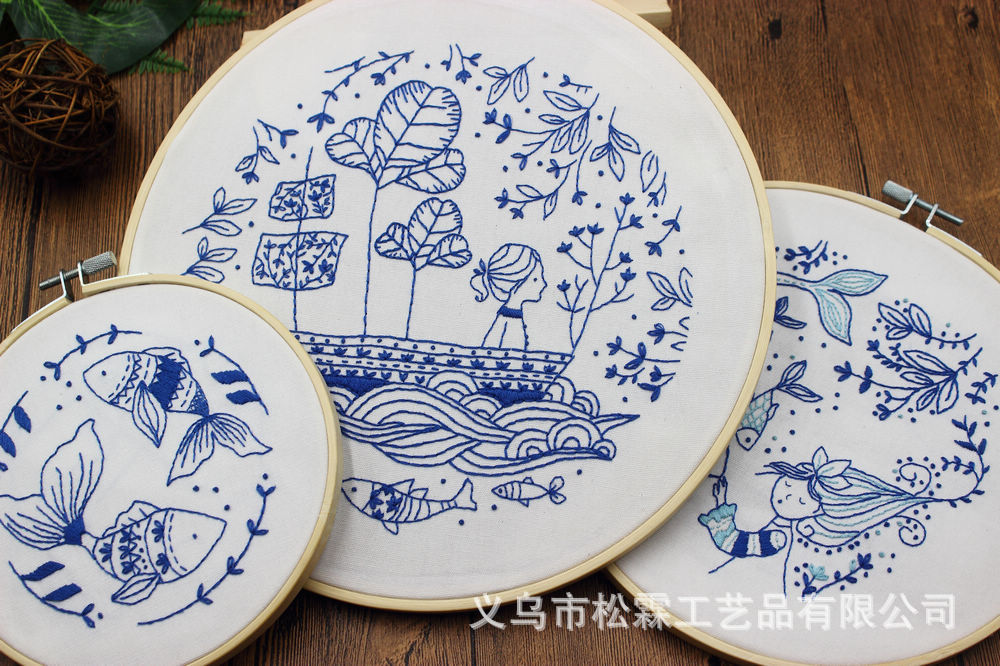 Peces grandes Begonia tela hecha a mano DIY novato Europeo paquete de material de bordado kit traje de costura simple pluma bordado