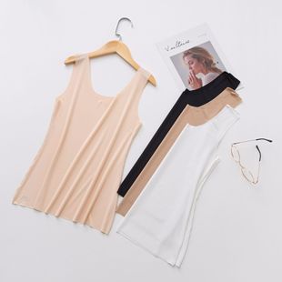 Unlocked women's vest solid color pullover casual inner underwear base layer thin anti-see-through one-piece drop-shipping seamless design