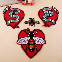 Embroidered patch with computer-cut design, trendy brand DIY large heart animal clothing decoration patch