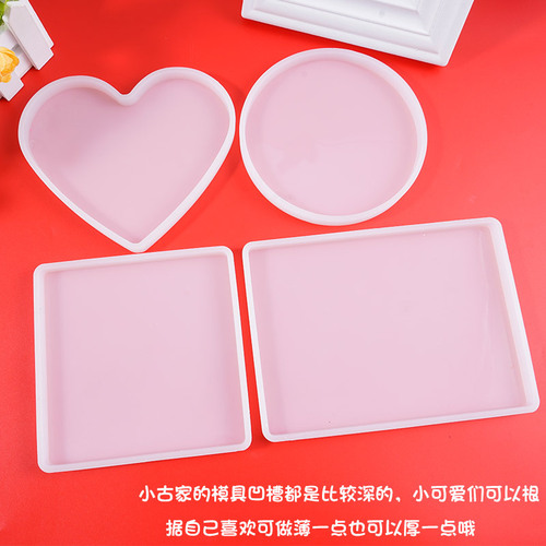 DIY crystal resin droplet tray mold, scalloped large long square rectangular storage box tray silicone mold