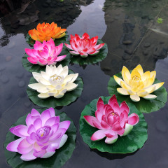 Simulation lotus lily water lily pond fish tank Buddha hall decoration flowers EVA floating rural style direct factory supply
