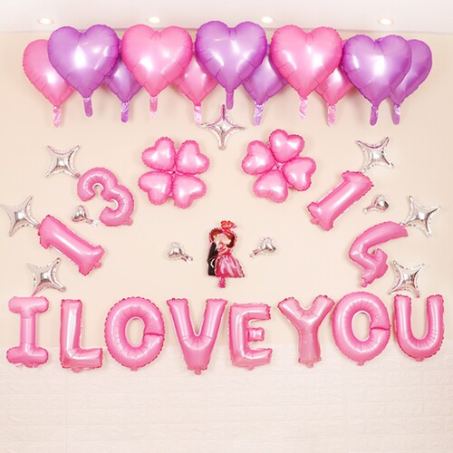 Valentine's Day Romantic Proposal Confession Aluminum Film Balloon Set Wedding Room Decoration Letter Aluminum Foil Balloons