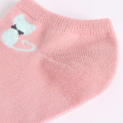 New Spring and Summer Japanese Cartoon Bow Tie Kitten Cotton Women's Boat Socks Women's Sweat-Absorbent Short Socks Wholesale
