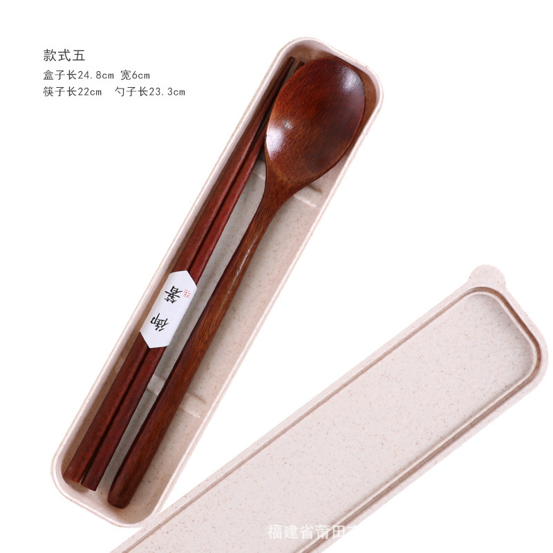 스타일 5 래커 235 스푼 + 철칼 나무 벌거벗은 젓가락 + 대형 밀 상자