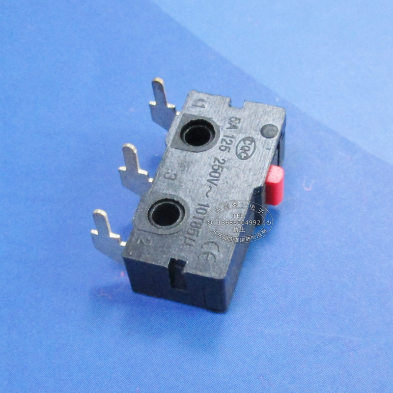 90度弯三脚可插板行程开关0.5A小电流全铜3脚小型微动开关KW12-K