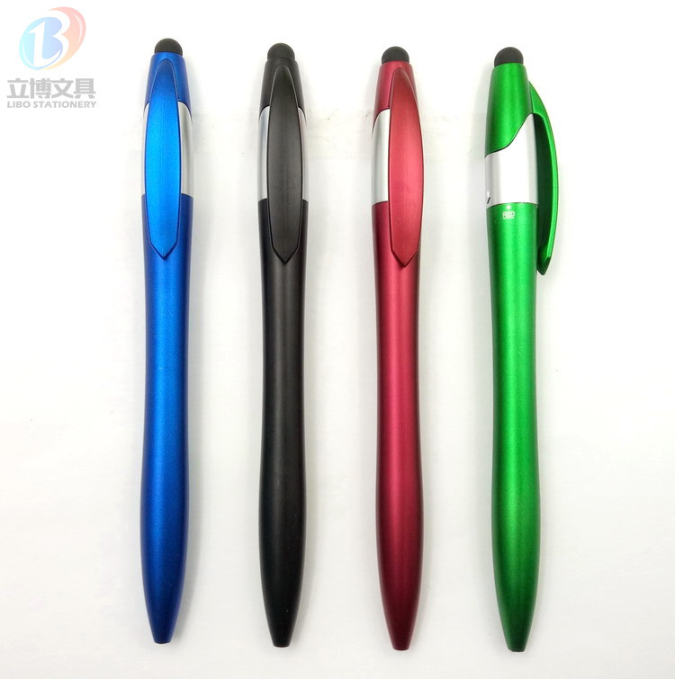 立博文具三色扭动圆珠笔多色触控笔彩色杆 广告笔定 做礼品笔批发