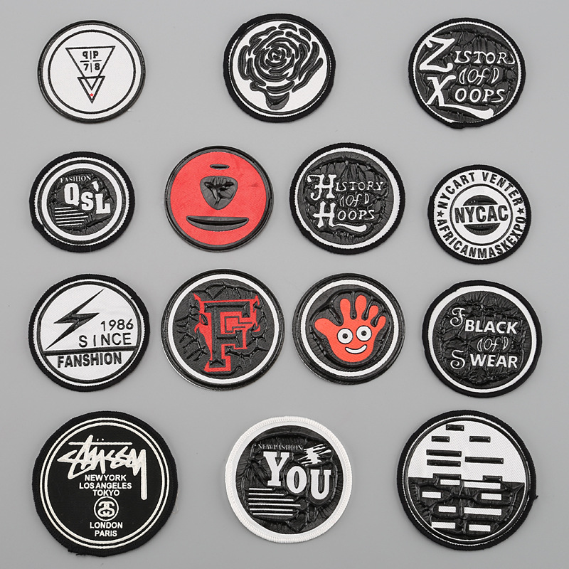 新款时尚胶印布贴 圆形徽章 跨境电商货源 立体服装辅料DIY补丁贴