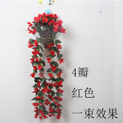 Artificial flor violeta ratán interior flor artificial sala de estar decoración balcón pared colgante Flor al por mayor boda colgante orquídea