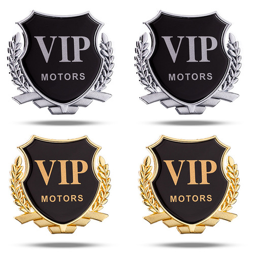 Large Personalized VIP Car Emblem Car VIP Lettering Side Decal Decorative Sticker Modification Metal Tail Emblem Badge Scratch Car Sticker