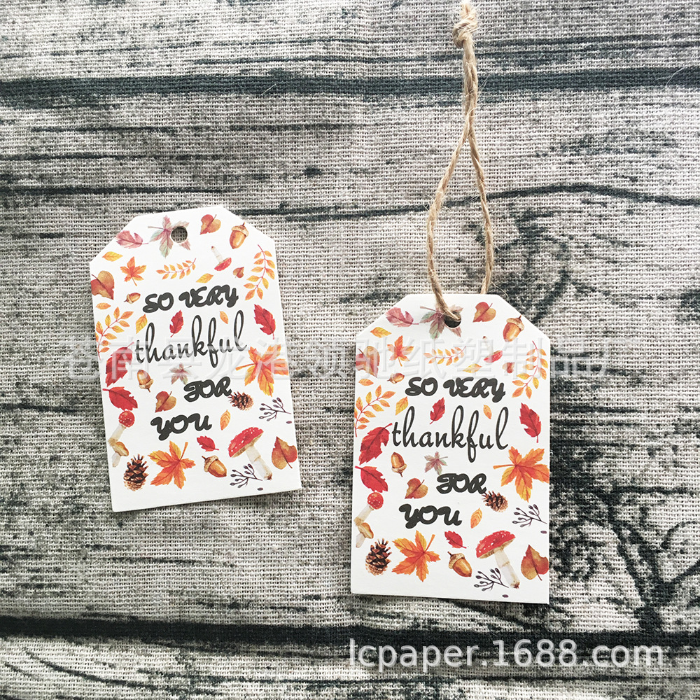 新款感恩节树叶印花so very thankful for you吊牌礼物包装标签