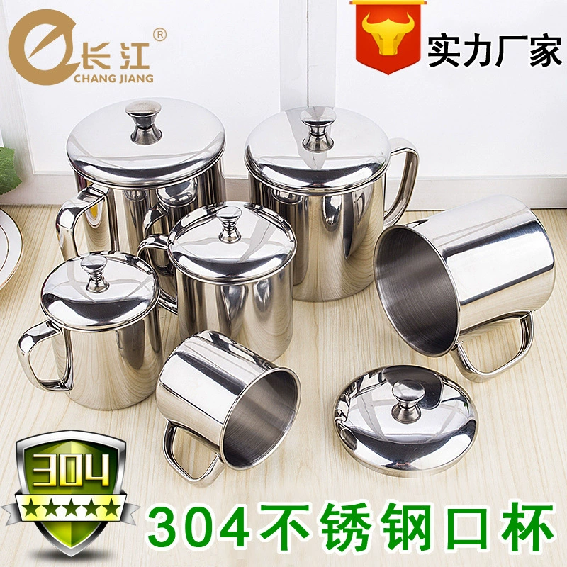 Чашка для рта из нержавеющей стали 304 с ручкой крышки Офисная чайная чашка для студентов Детский сад Детская чашка для питья с логотипом для печати