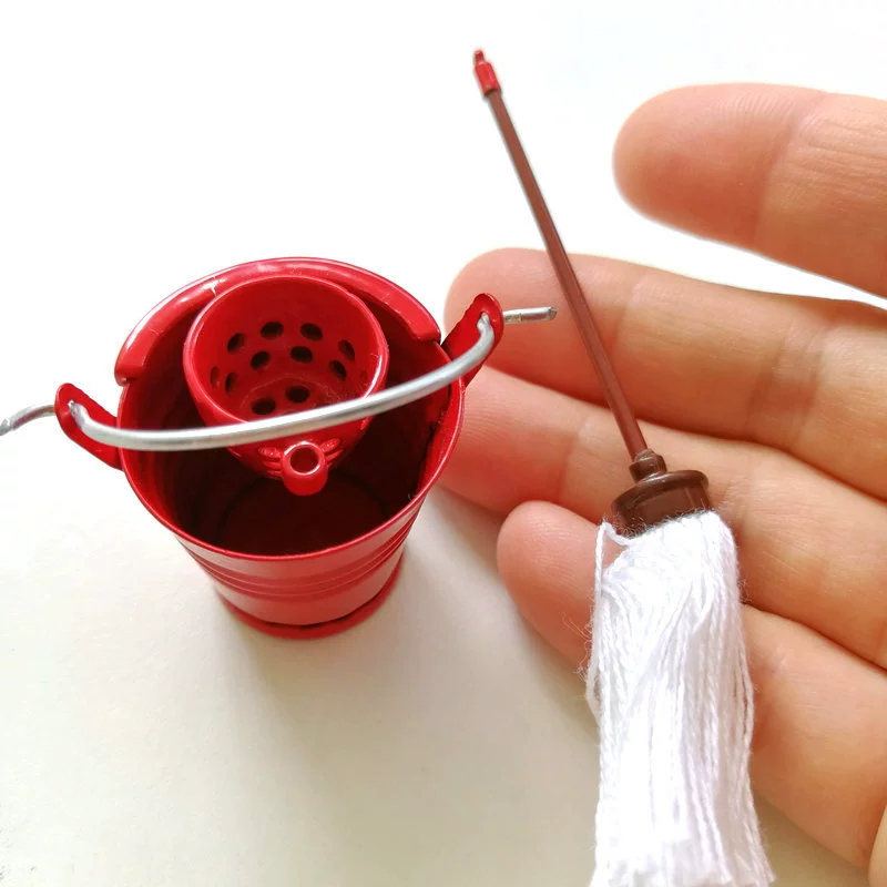 [Мини швабра ведро Швабра Модель] Кукольный домик аксессуары для сцены мини кухонные аксессуары