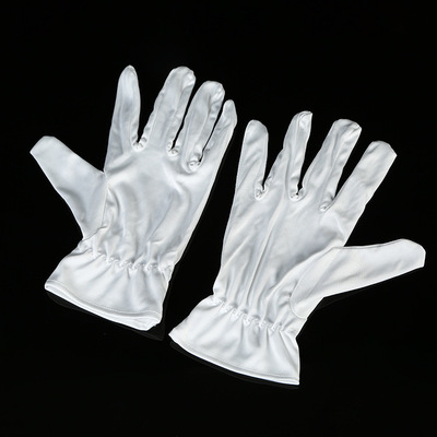 高档文玩白色手套 礼仪手套 眼镜店用无尘布手套厂家供应大量现货|ru