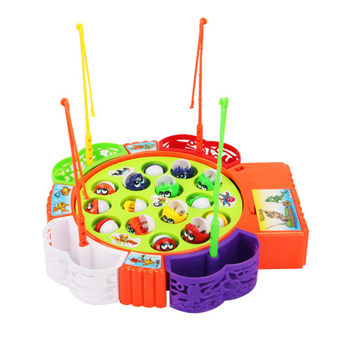 Children's electric fishing toys, rotating fishing plate set, children's parent-child interactive toys