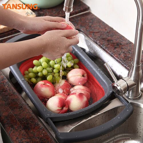 Creative foldable water basin portable outdoor folding water basin drain basket picnic water basin with water leakage function basin