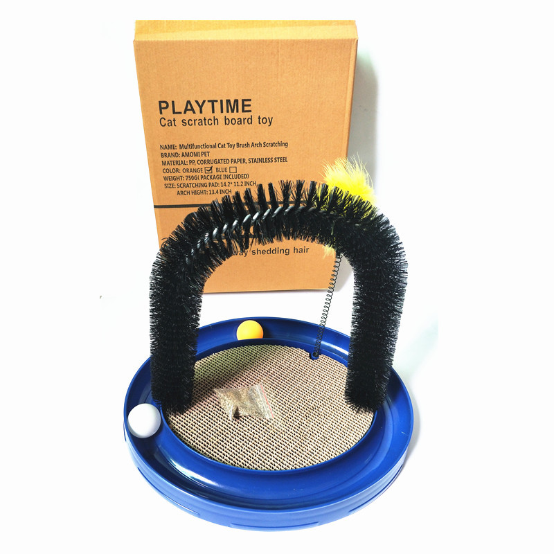 Multifuncional gato de juguete gato scratcher 4-en-1 gato pista divertido gato juguete gato placa giratoria gato tablero del rasguño divertido gato palo