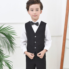 Children's black suit vest, boy's flower girl dress, performance clothes, British fashion style solid color vest, one piece drop shipping