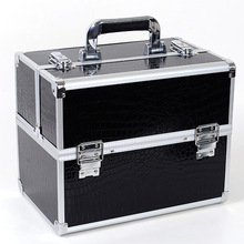 跨境手提箱纯色化妆师收纳箱多层手提全套铝合金双层化妆箱批发
