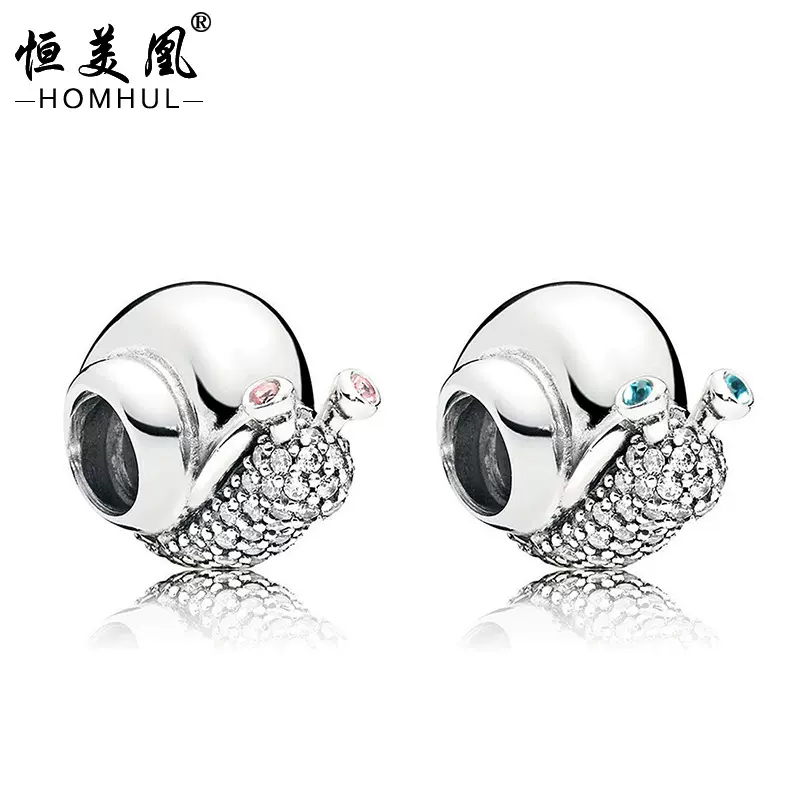 欧美DIY个性蜗牛合金镶钻大孔珠手链串珠饰品配件厂家批发