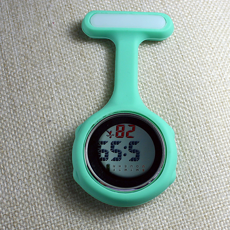 Digital silicona mudo electrónica luminosa enfermera reloj al por mayor estudiante portátil médico pin enfermera reloj al por mayor